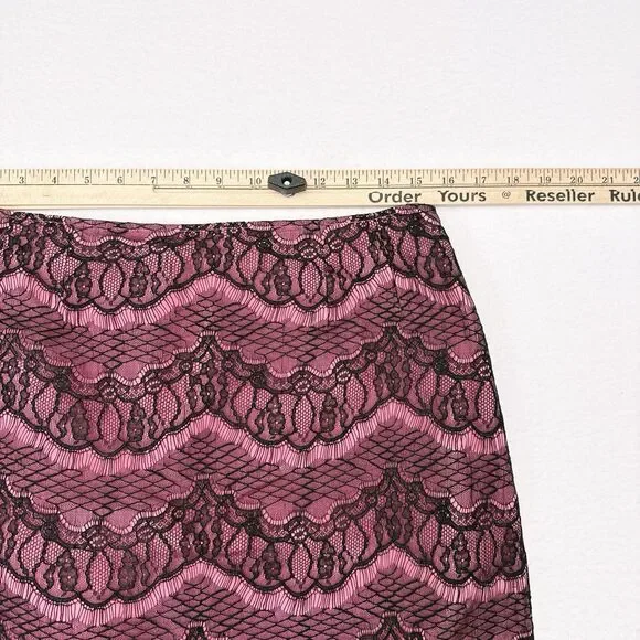 Rickie Freeman Teri Jon Skirt Size 12 Pink Silk Lace Whimsigoth Goth Fairycore - Picture 8 of 9